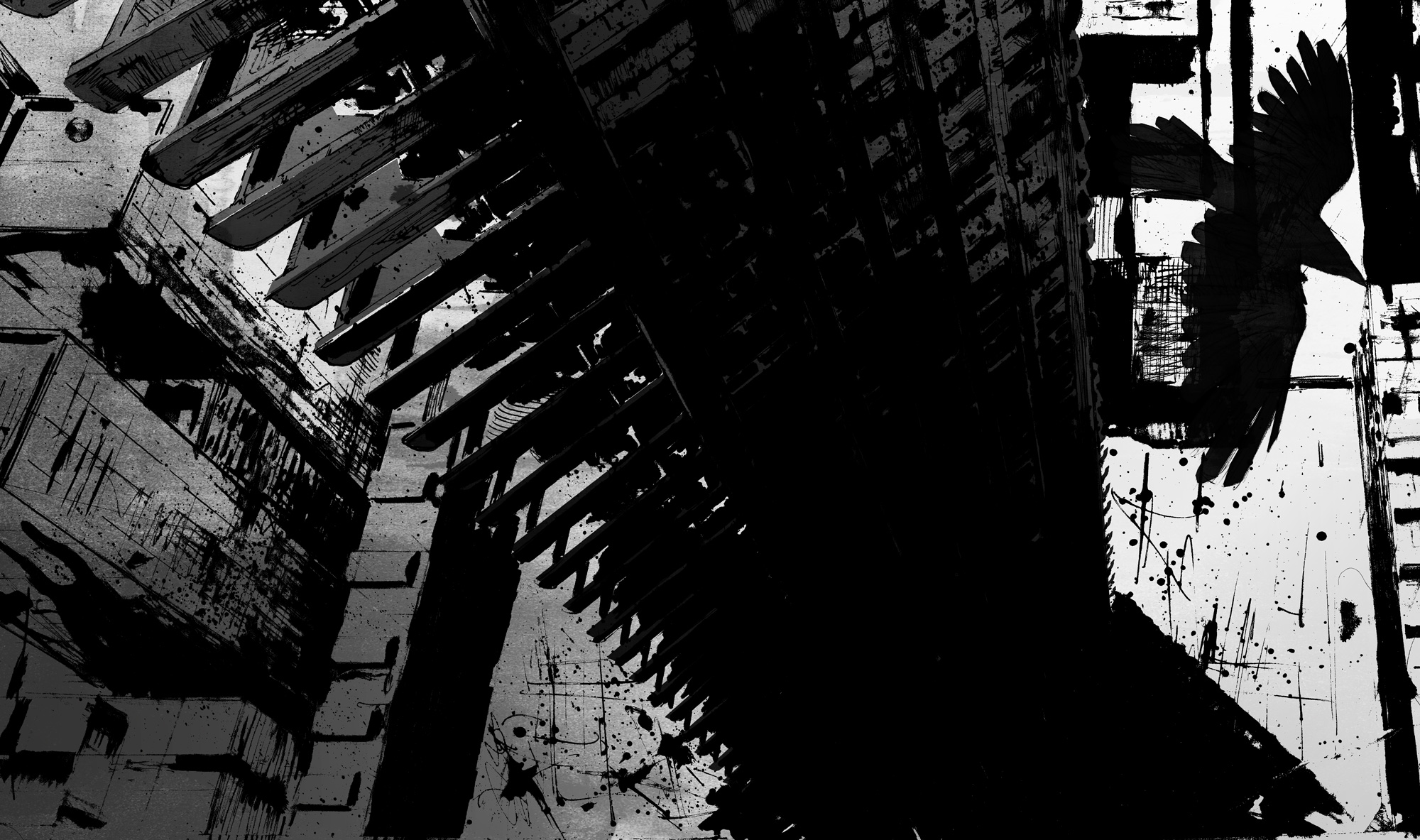 Ravens flying past Shakespeare Tower